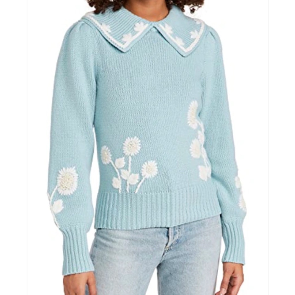 LoveShackFancy Union Collared Pullover sweater in cornflower